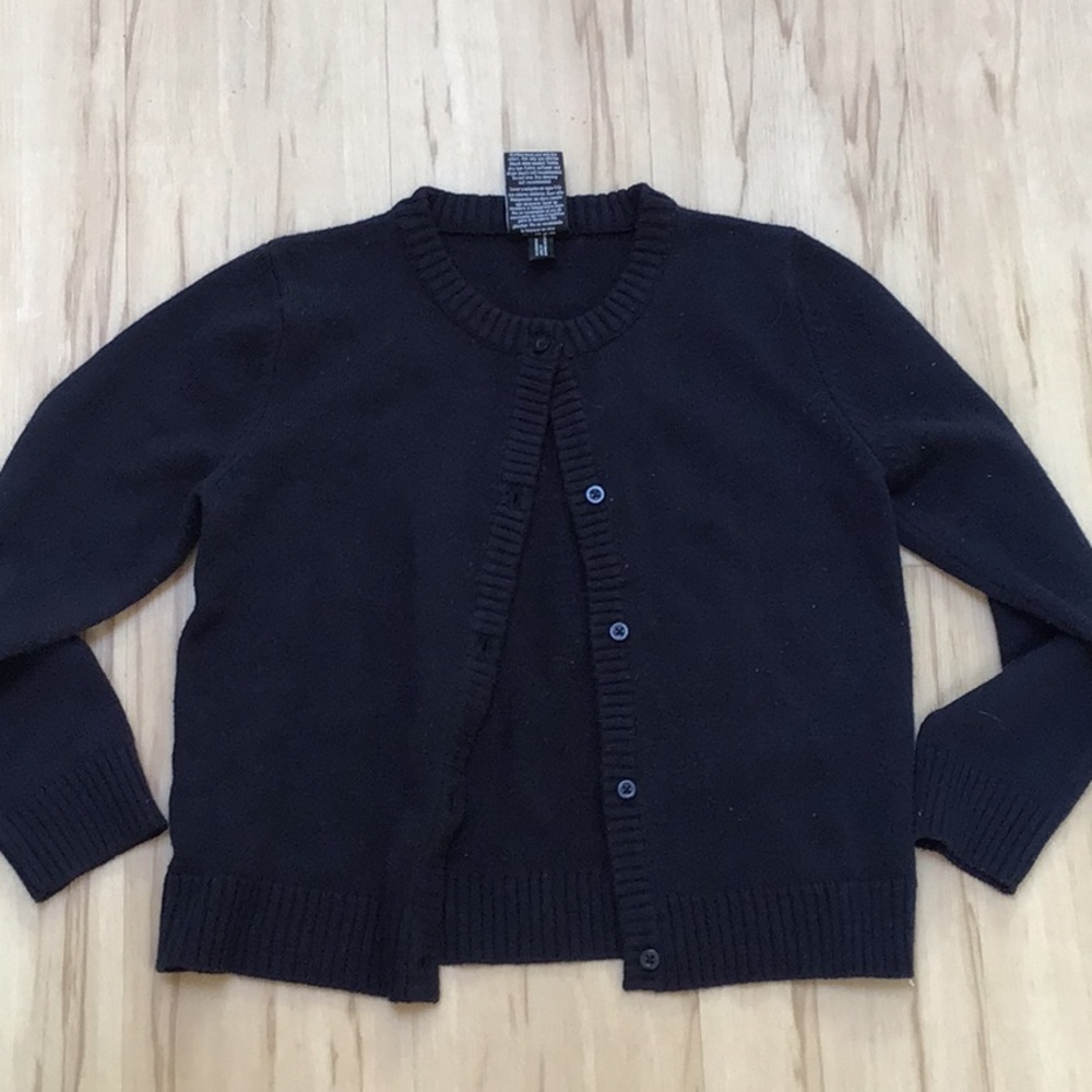 Classic Navy‎ Blue Cardigan Button Down School Uniform Sweater Small 6-6X